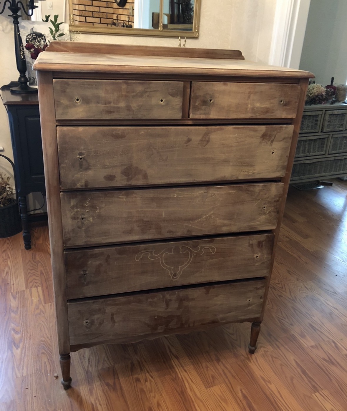 Tall dresser before refinishing